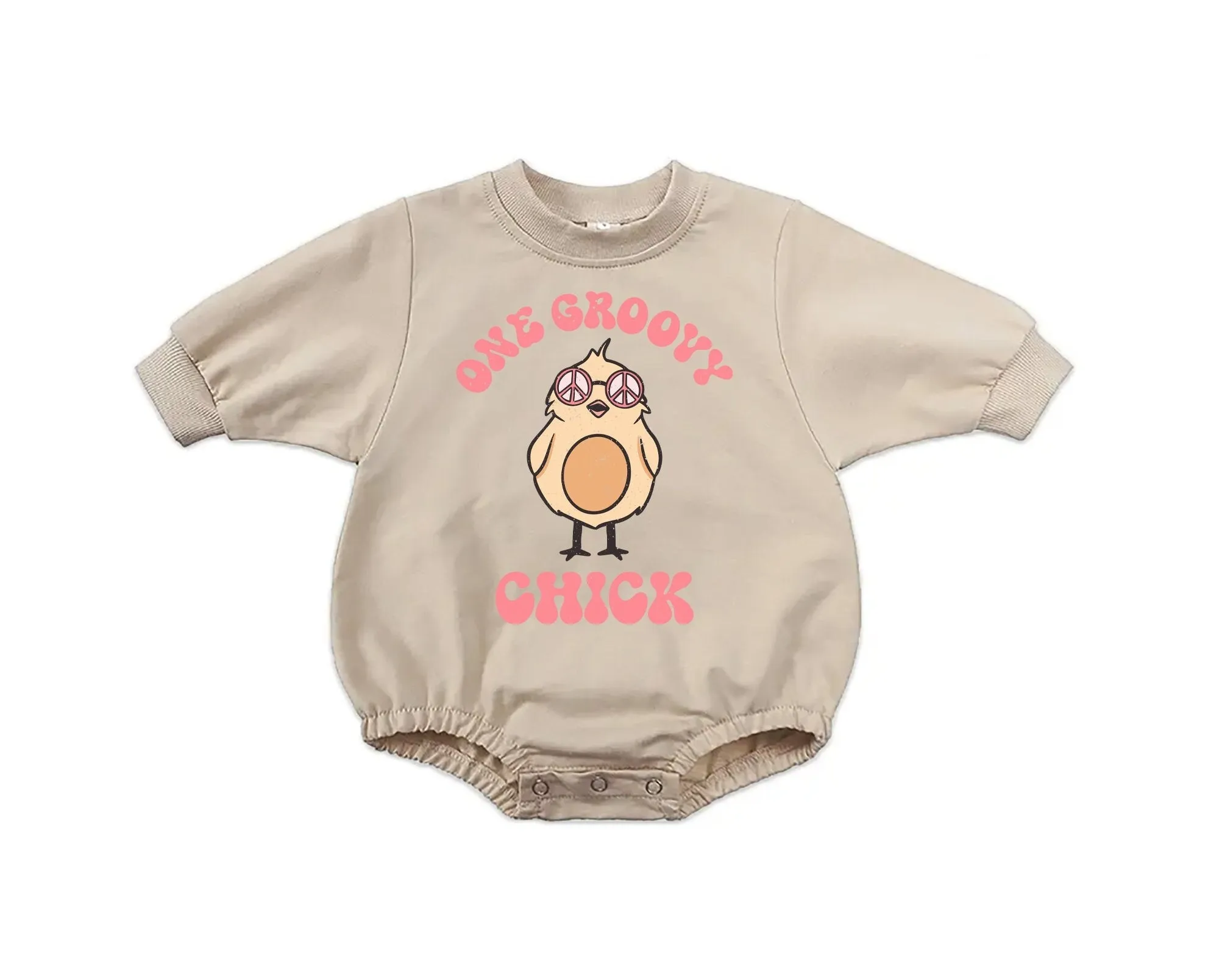 Girl Easter Bubble Romper One Groovy Chick
