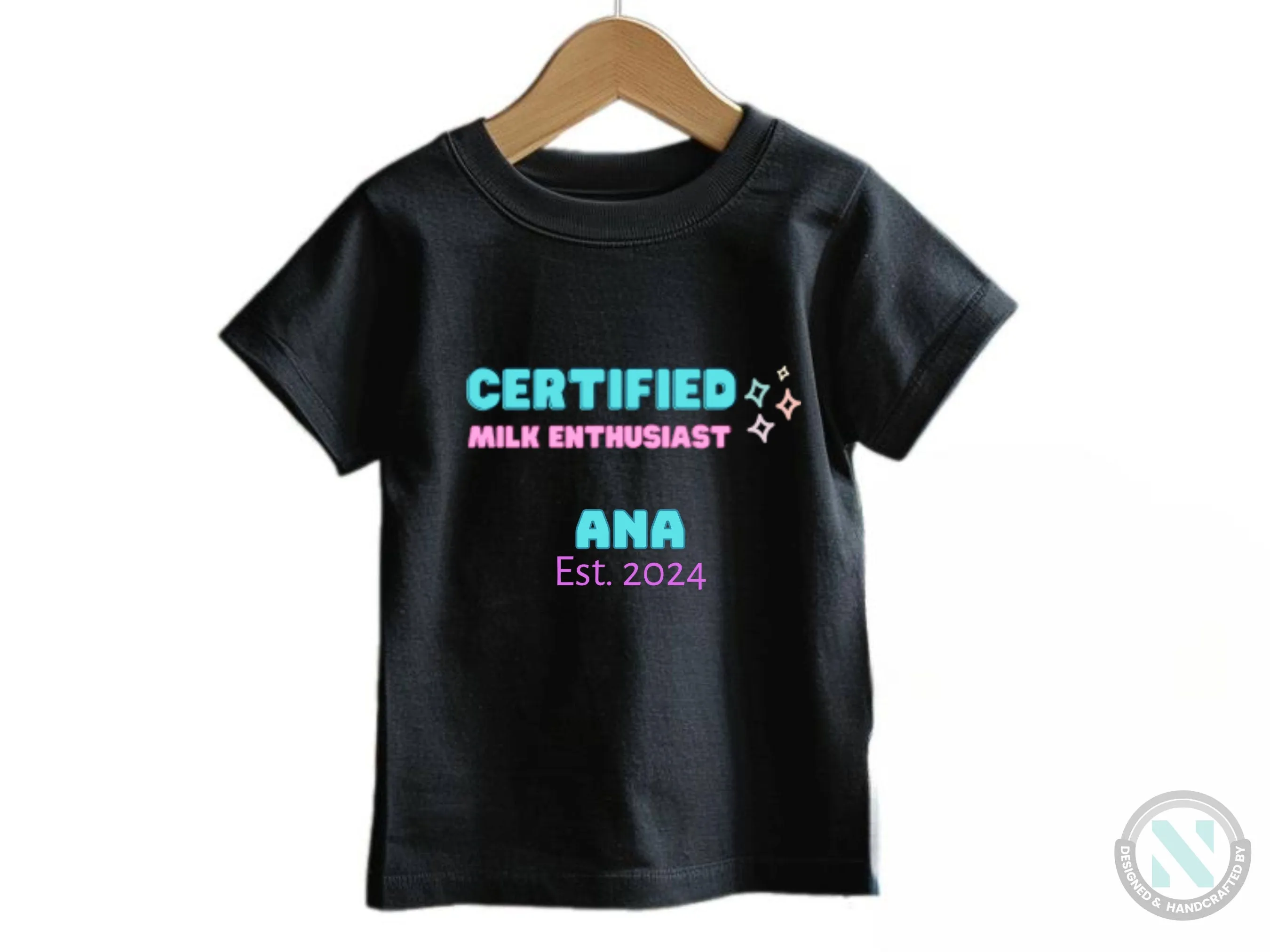Girls Short Sleeve Custom Name And Date Baby Bodysuit With Certified Milk Enthusiast