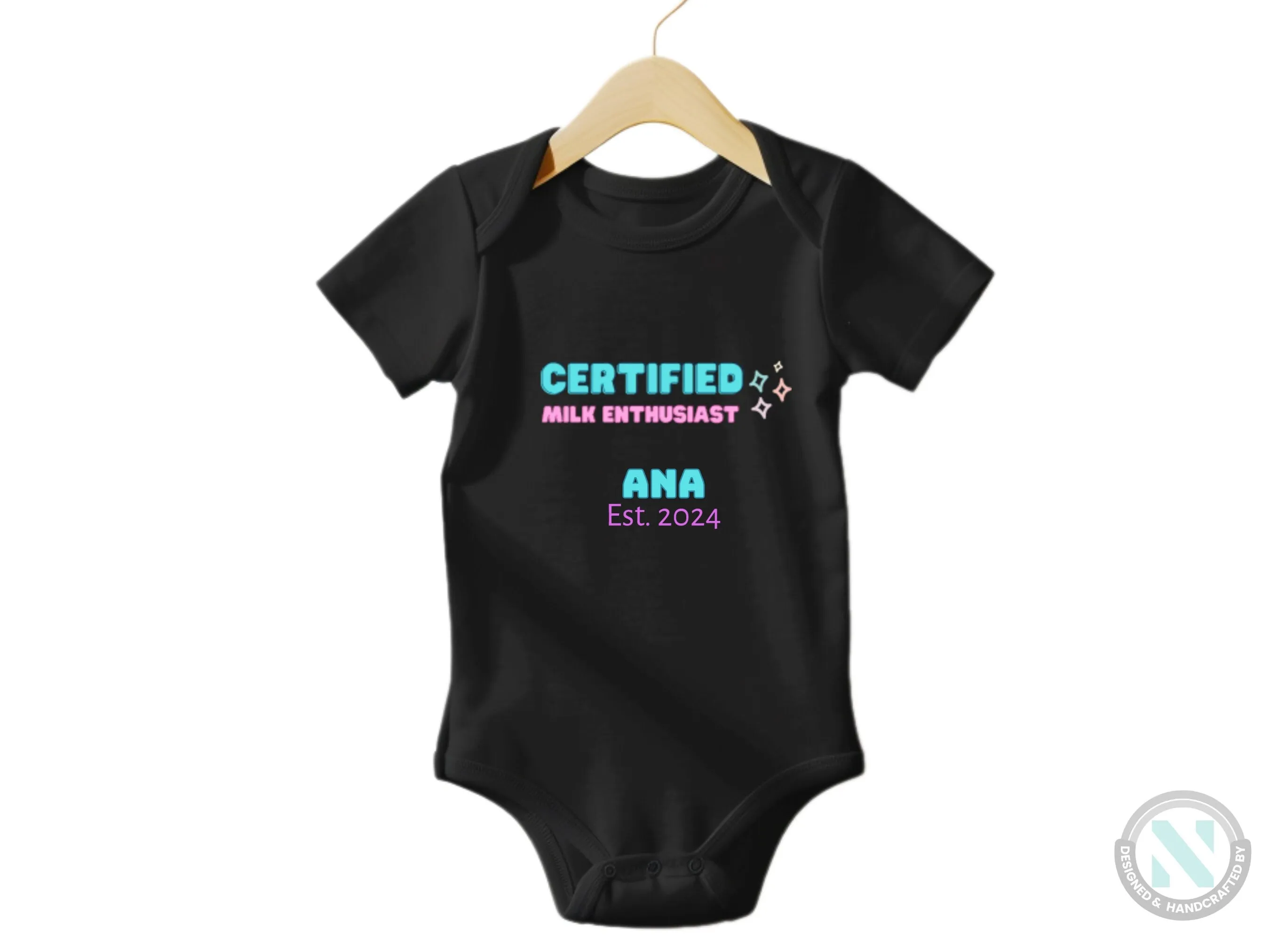 Girls Short Sleeve Custom Name And Date Baby Bodysuit With Certified Milk Enthusiast