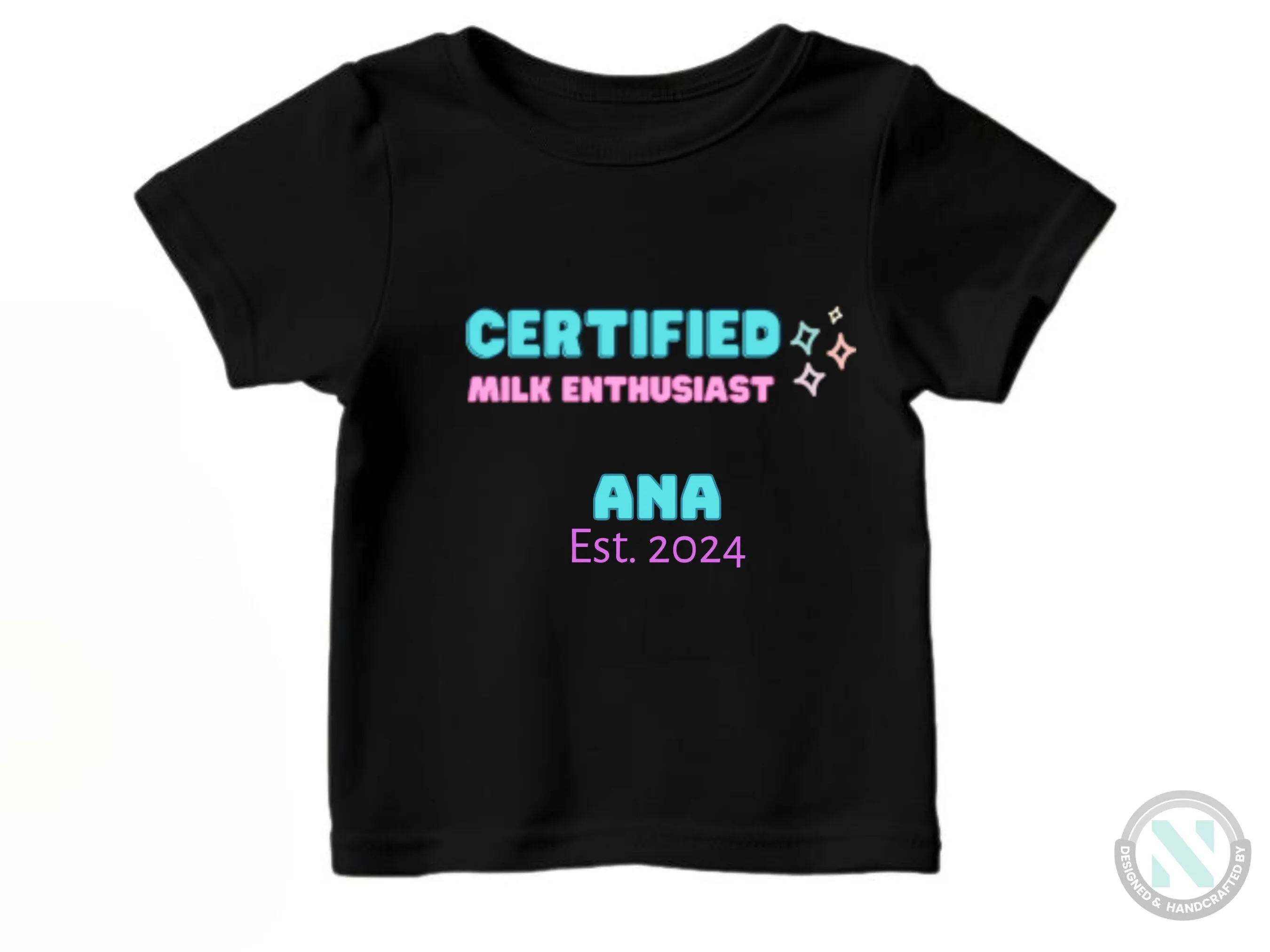 Girls Short Sleeve Custom Name And Date Baby Bodysuit With Certified Milk Enthusiast