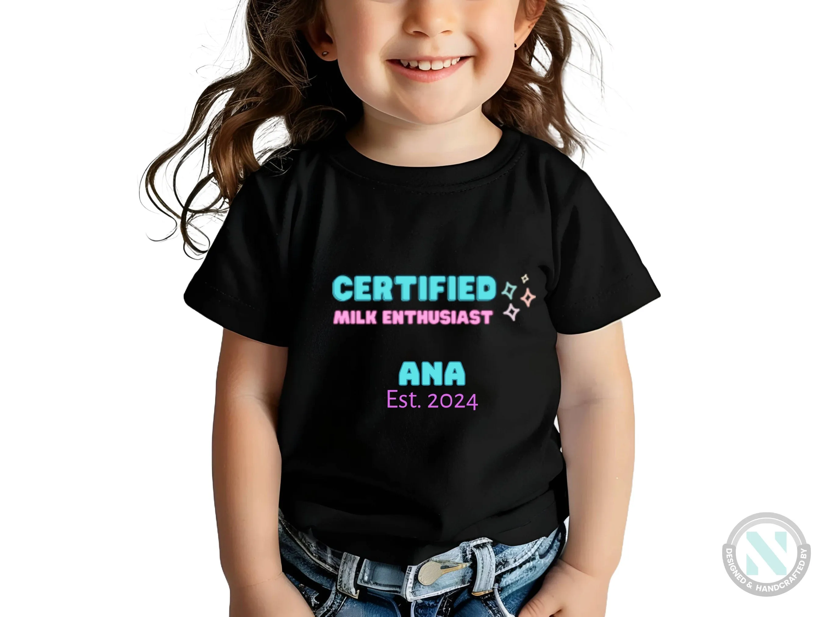 Girls Short Sleeve Custom Name And Date Baby Bodysuit With Certified Milk Enthusiast