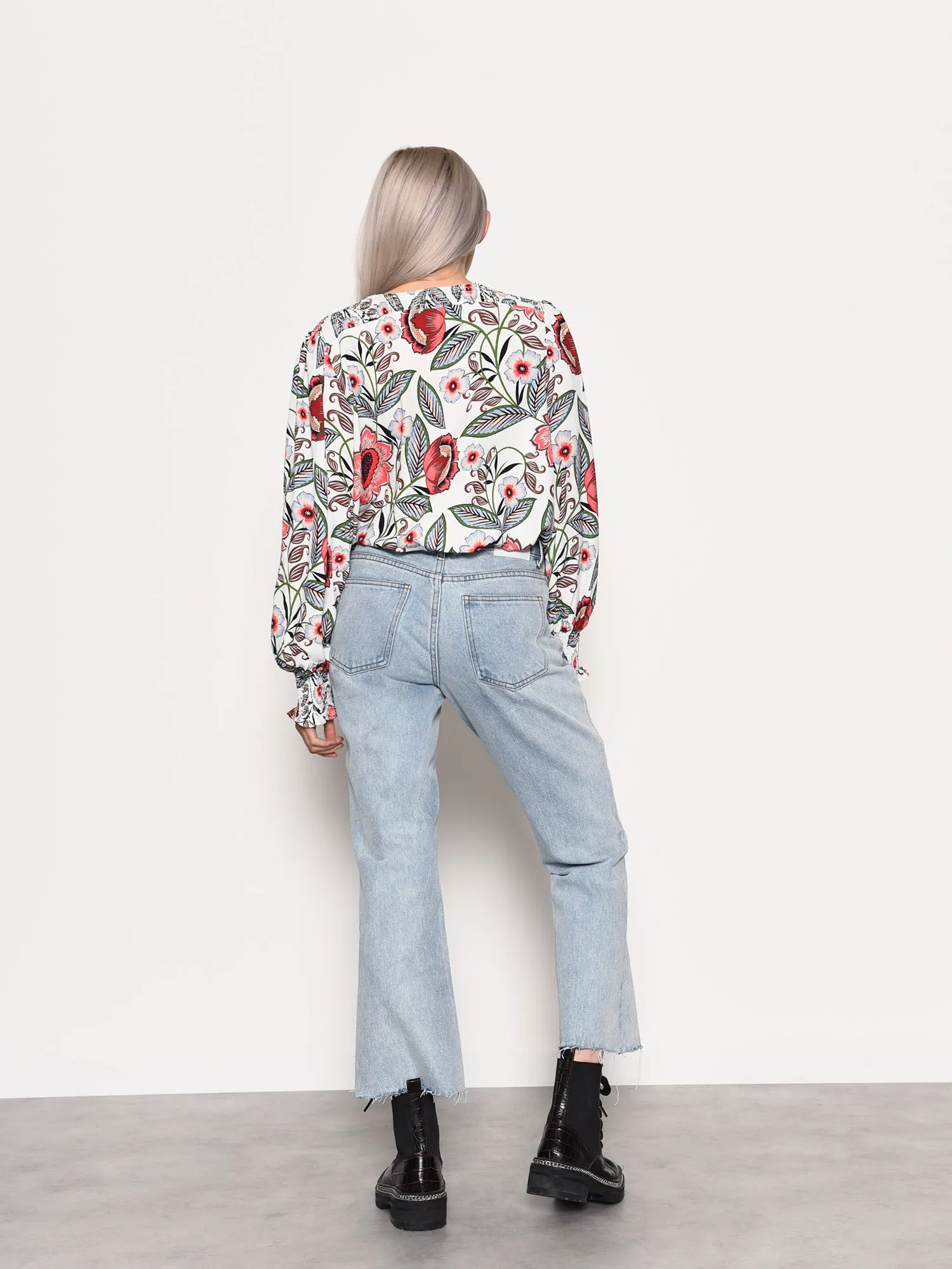 Glamorous Large Cream Multi Floral Print Wrap Front Bodysuit