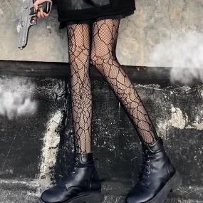 Gothic Black Spiderweb Fishnet Tights