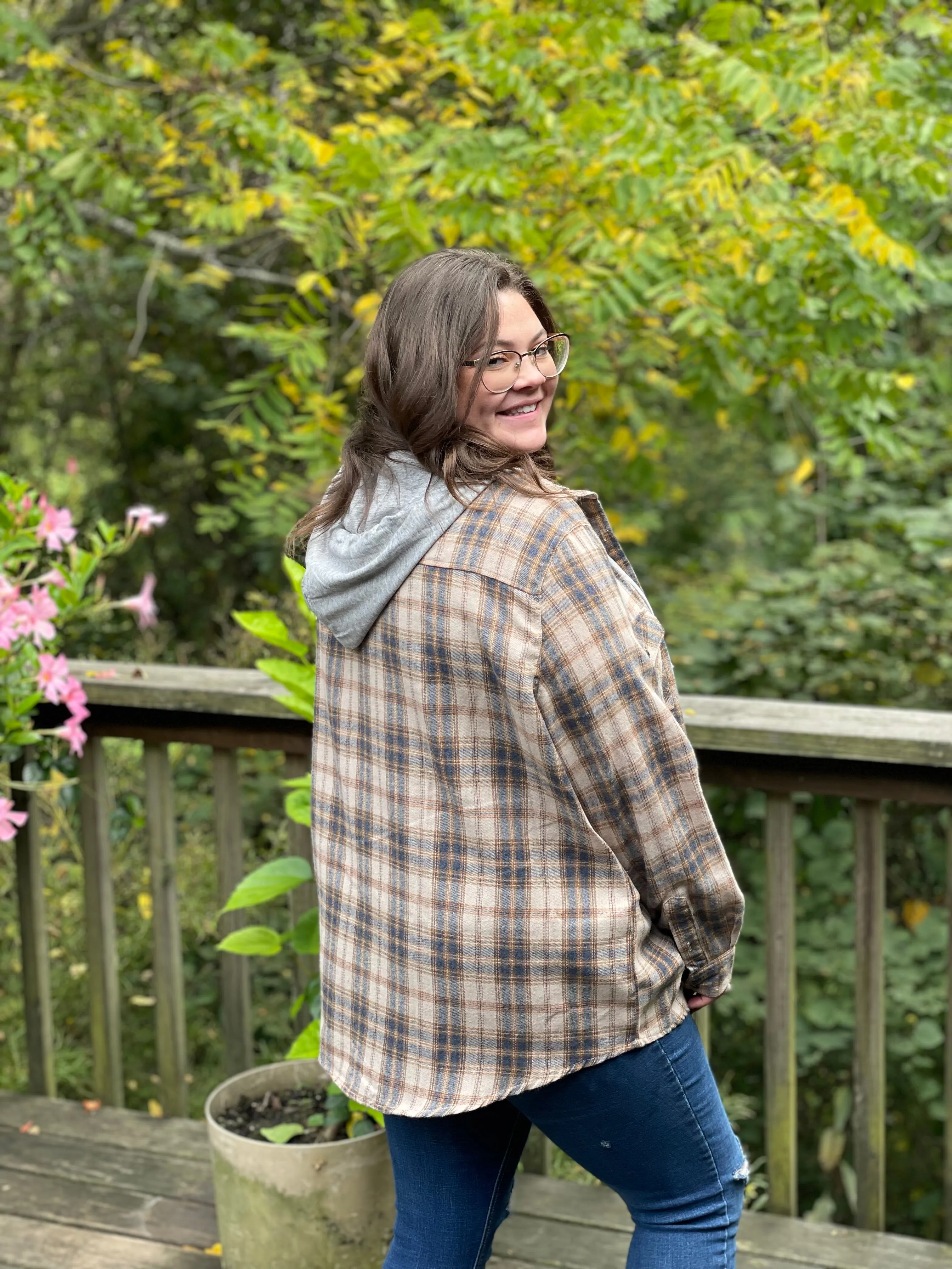 Gray/brown plaid shacket