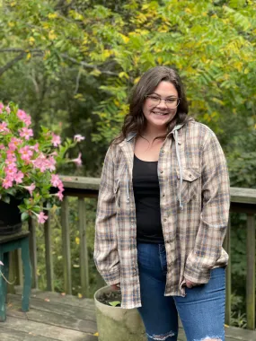 Gray/brown plaid shacket