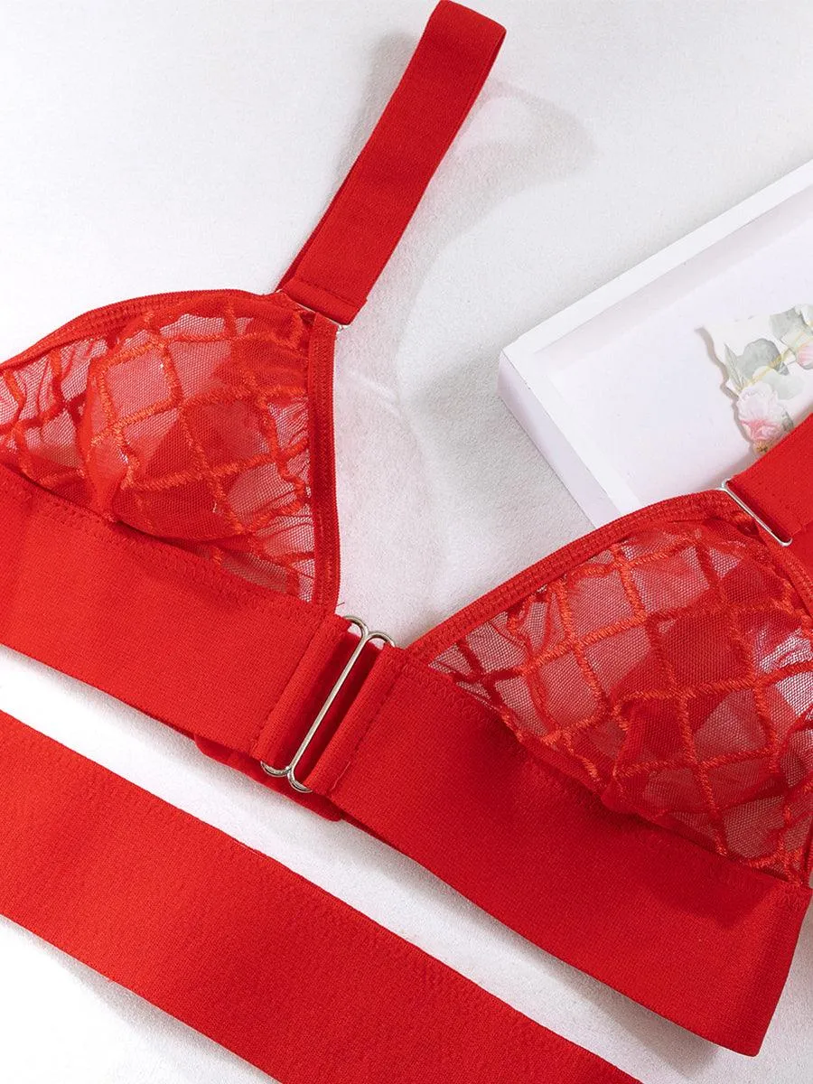 Grid See Through Sexy Lingerie Set MSL042