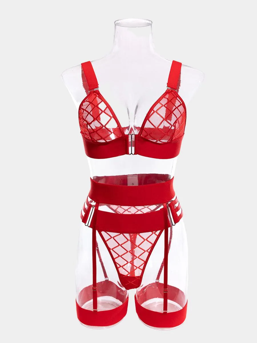 Grid See Through Sexy Lingerie Set MSL042