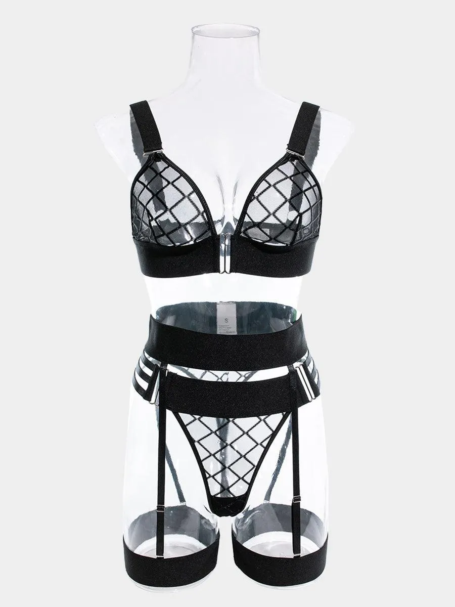 Grid See Through Sexy Lingerie Set MSL042