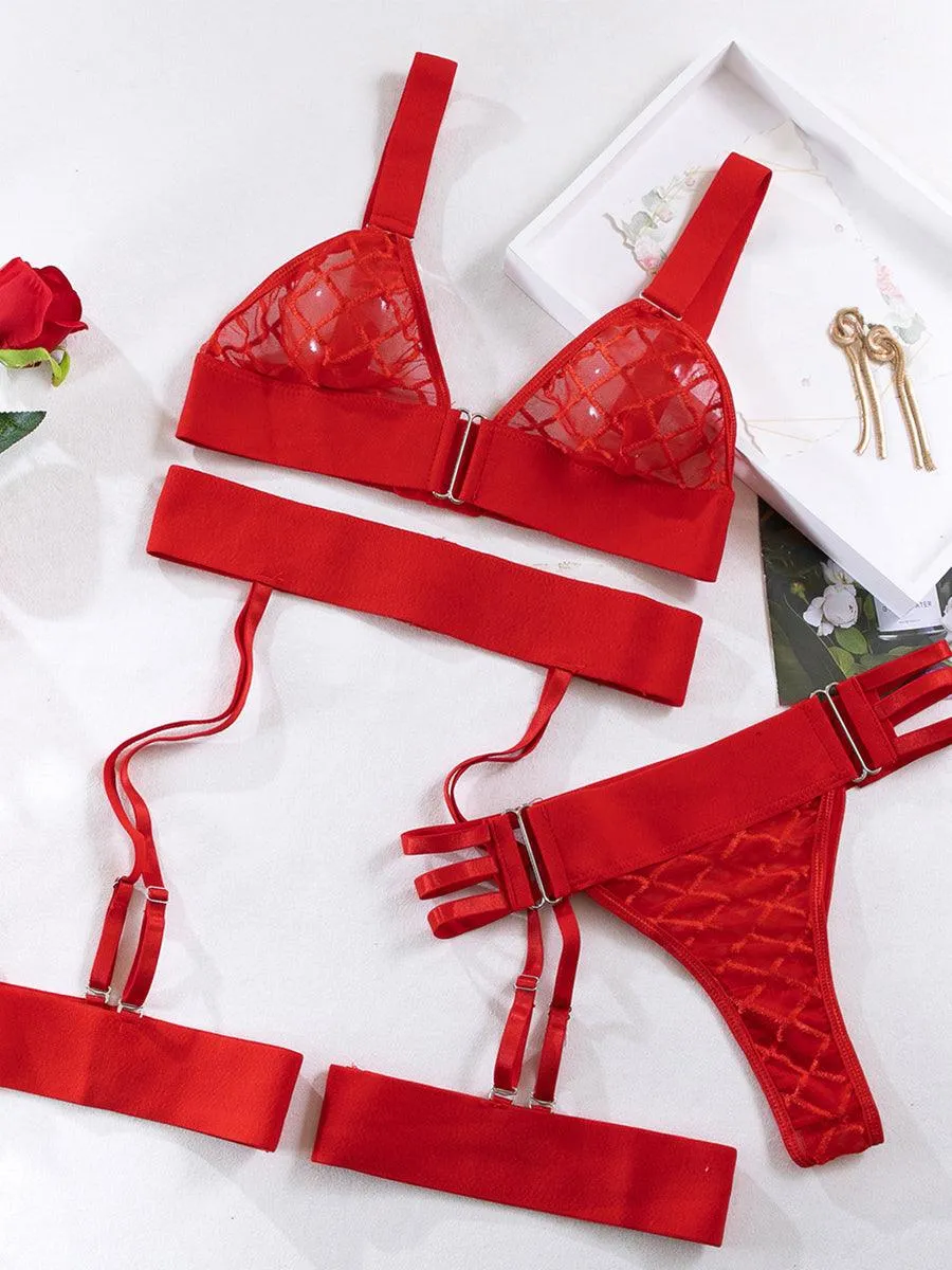 Grid See Through Sexy Lingerie Set MSL042
