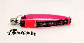 Halloween Cat Collar - Trick or Treat - Hot Pink