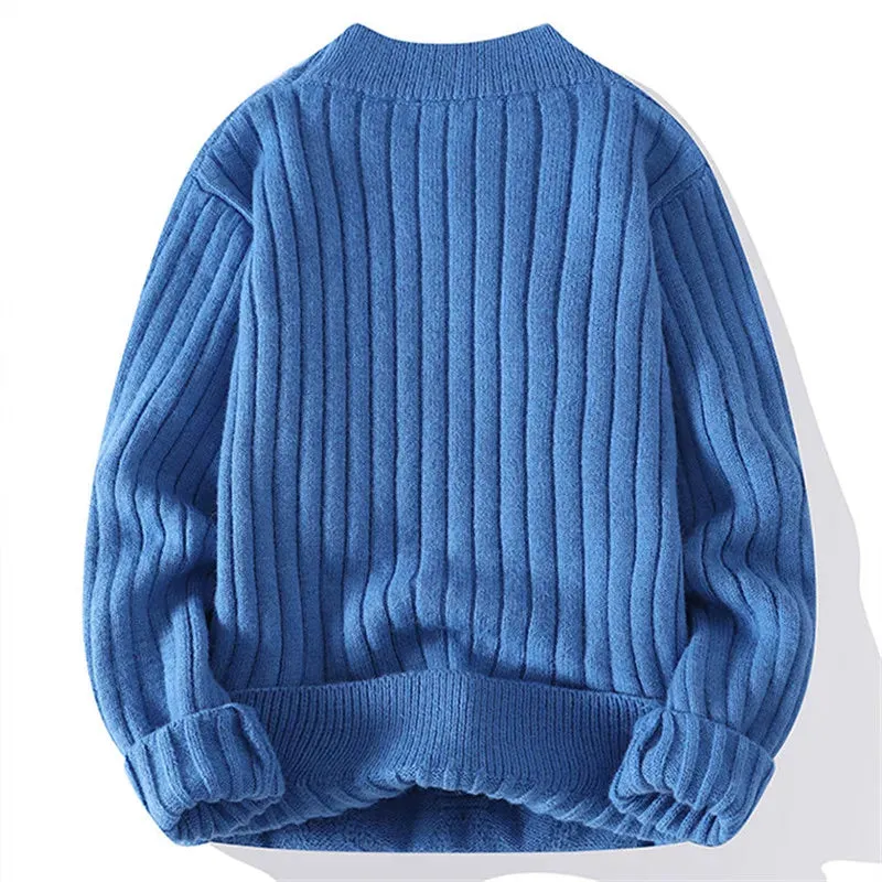 Herbst Winter Strick pullover Männer Mode lässig Strick kleidung o Hals blau schwarz Pullover Herren warm festen Pullover Mann