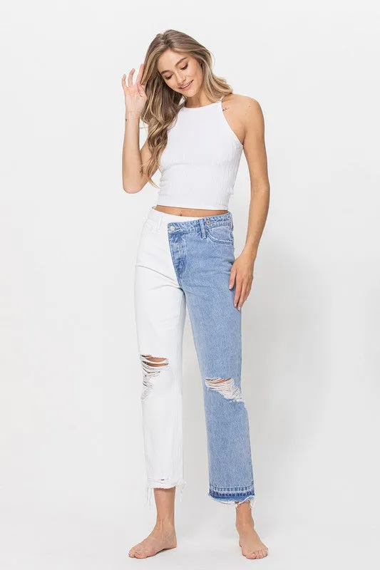 High Rise Crop Straight w/ Criss Cross WB Split 2T