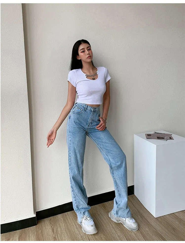 High Waisted Straight Leg Jeans