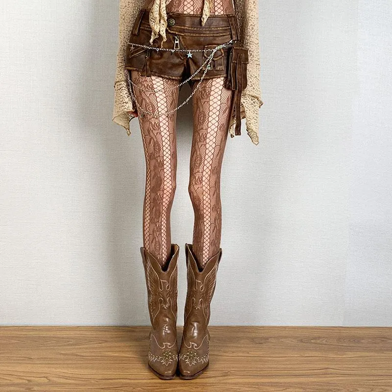 Hollow out lace flower pattern tights
