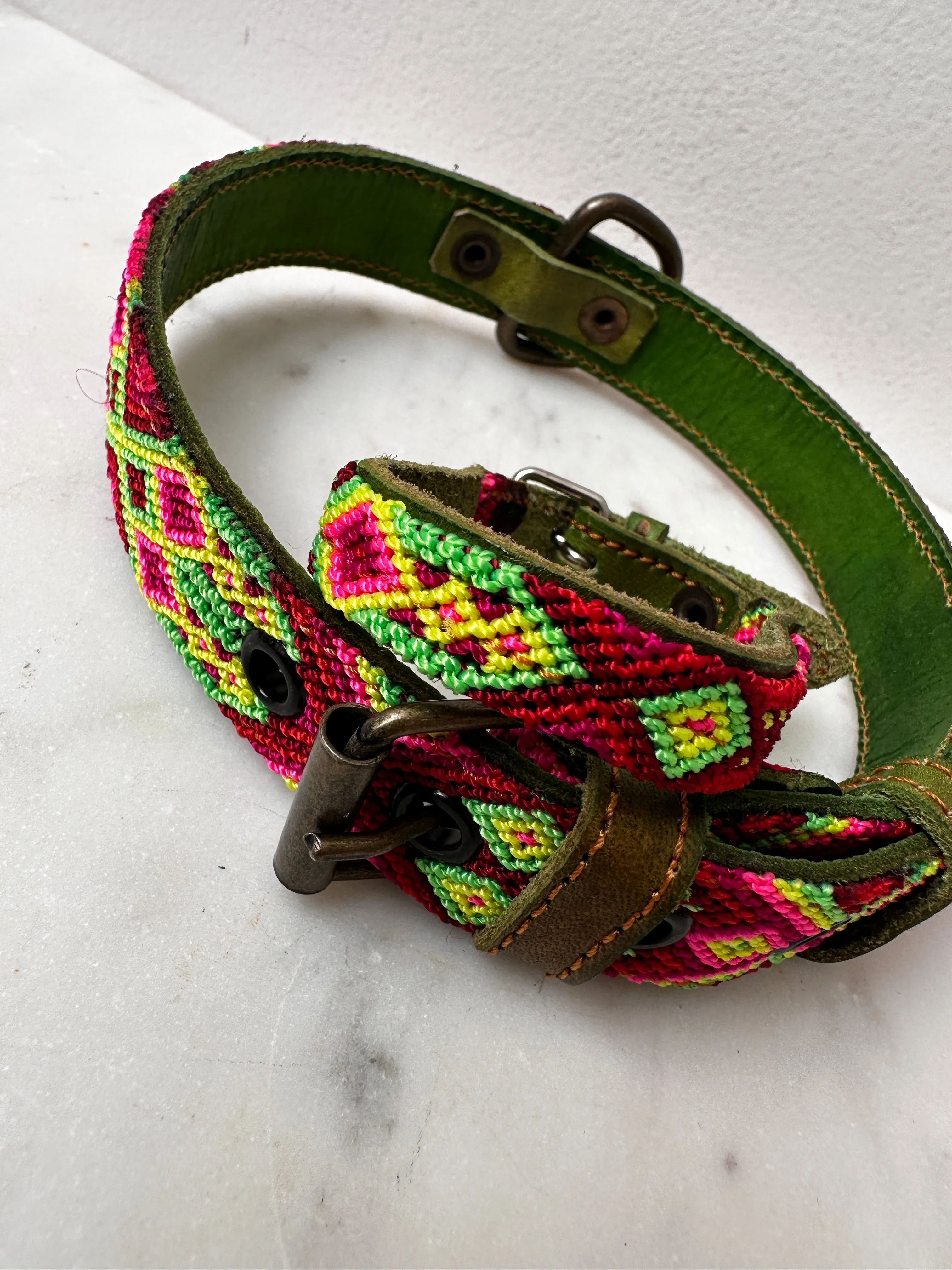 Huichol Fully Embroidered Dog Collar M4