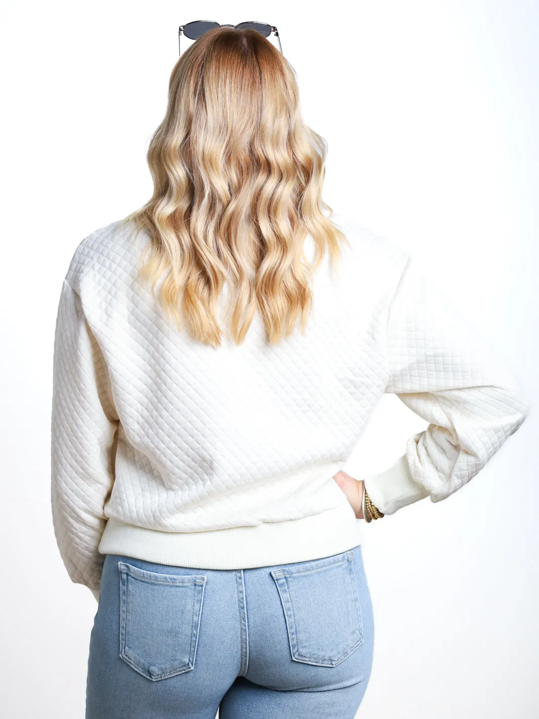 In My Feelings Quilted Half Zip Pullover