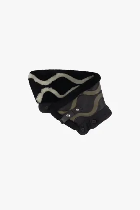 Intarsia Aviator Collar - Black / Dark Olive
