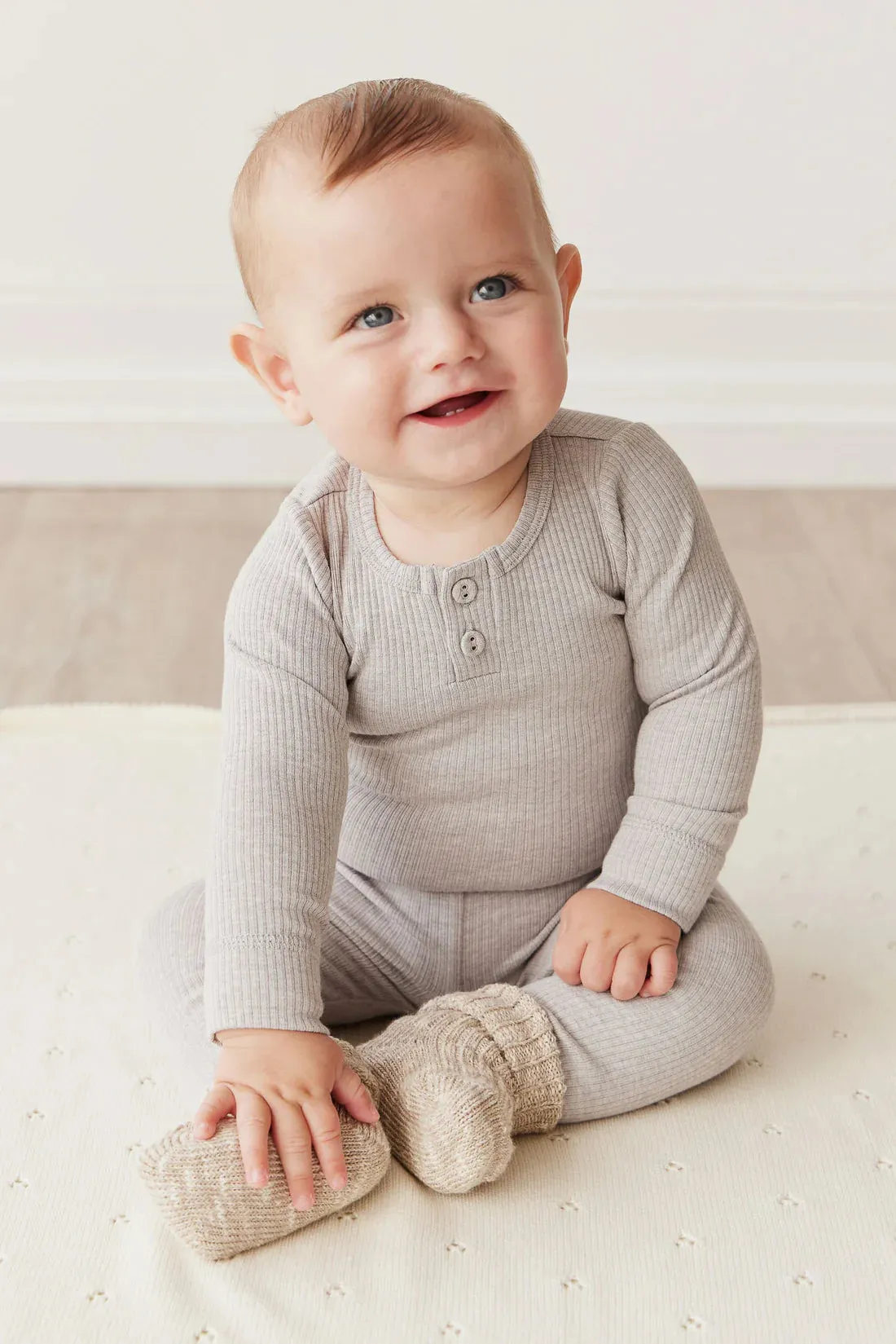 JAMIE KAY - ORGANIC COTTON MODAL LONG SLEEVE BODYSUIT ICICLE MARLE