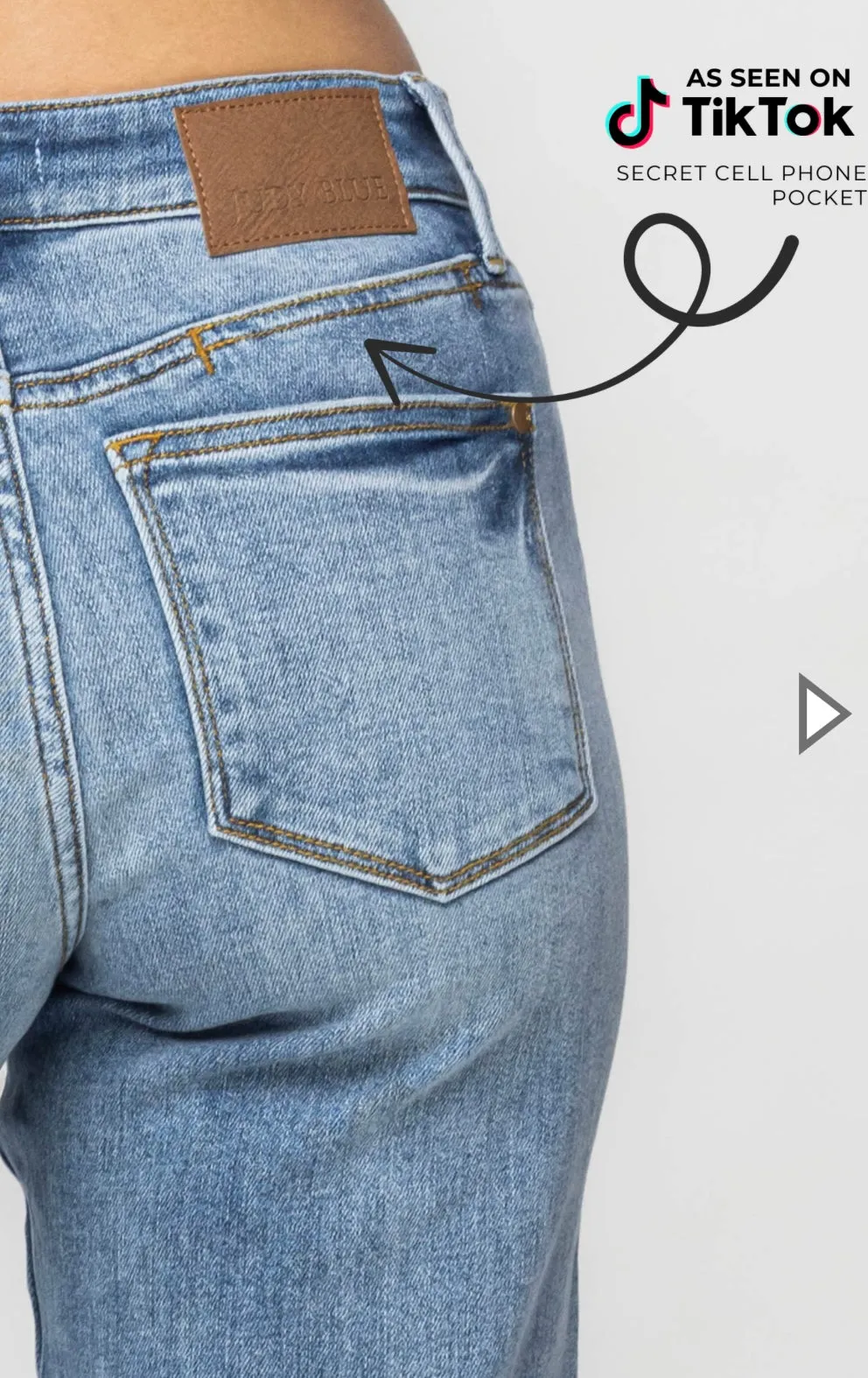 Judy Blue Mid Rise Dad Jeans w/Cell Phone Pocket & Raw Edge