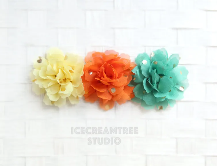 Little Orange Gold Dot Bloom Collar Slide On - Small Flower Collar Accessory