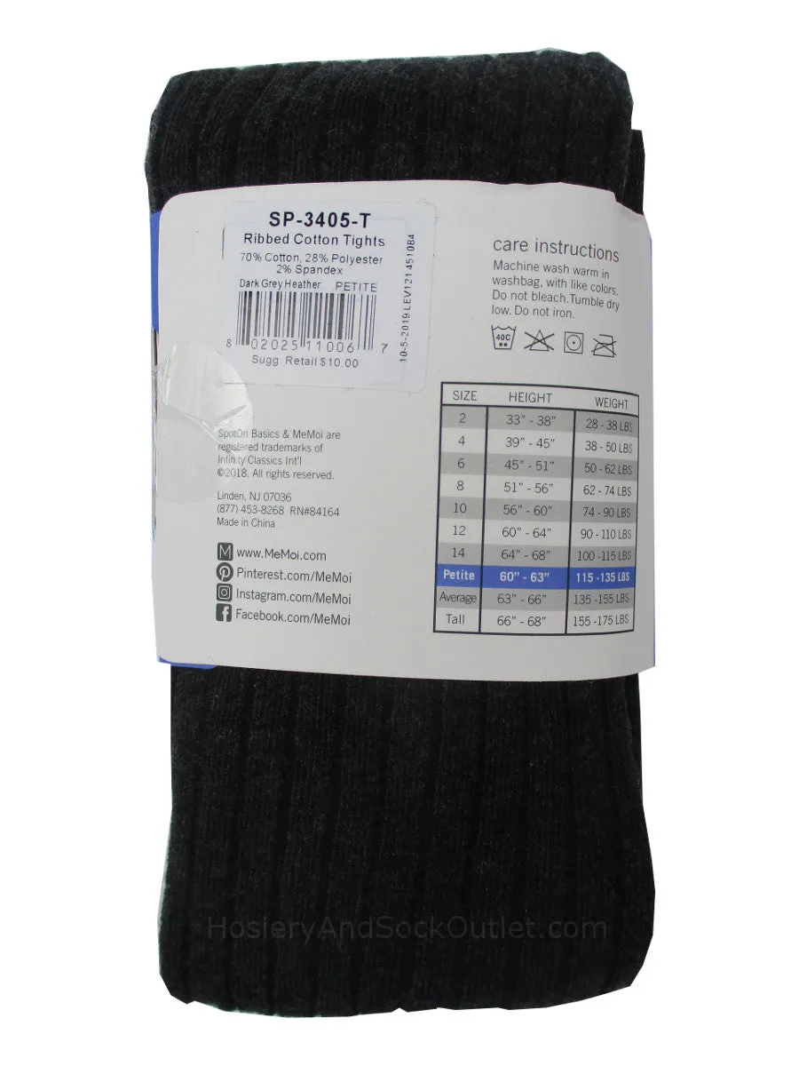 Memoi Spot on Basics Ribbed Cotton Sweater Tights SP-3405, for Girls and Women