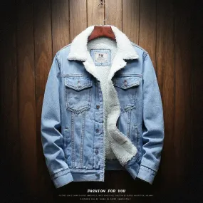 Men's Sherpa Denim Winter Jacket