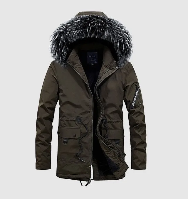 Men's Winter Cotton Hooded Padded Long Parka