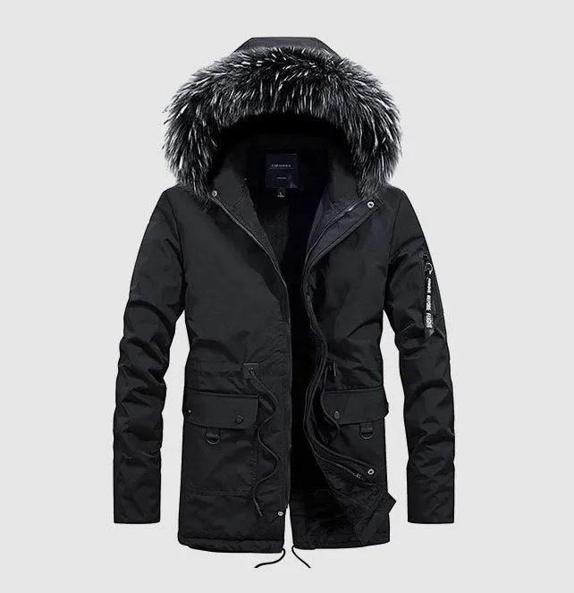 Men's Winter Cotton Hooded Padded Long Parka