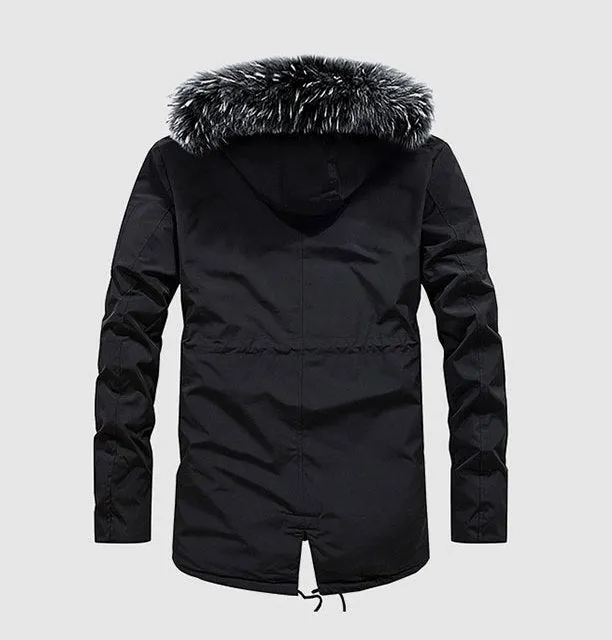 Men's Winter Cotton Hooded Padded Long Parka