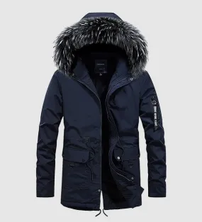 Men's Winter Cotton Hooded Padded Long Parka