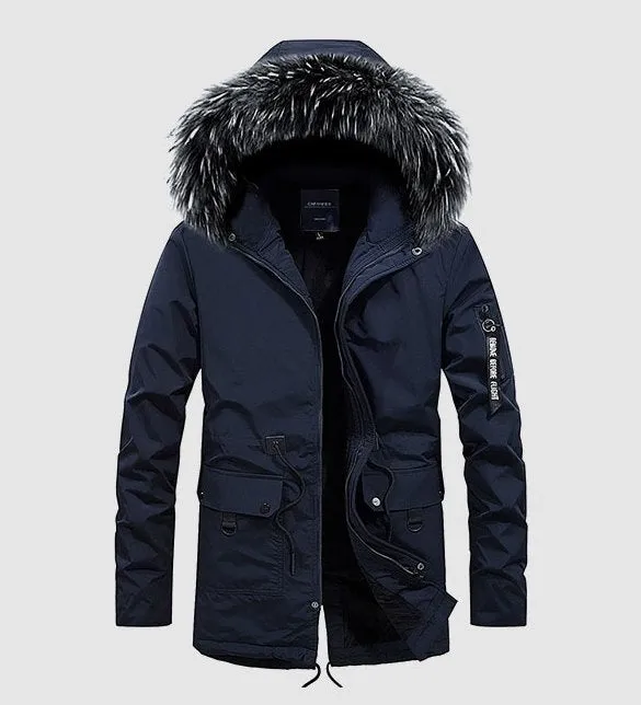 Men's Winter Cotton Hooded Padded Long Parka