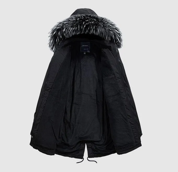 Men's Winter Cotton Hooded Padded Long Parka