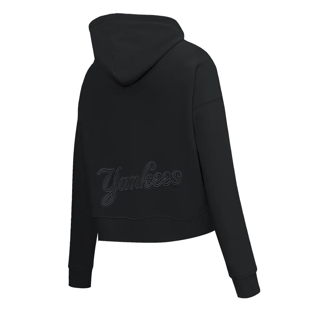 MLB NEW YORK YANKEES NEUTRAL WOMEN'S CROPPED PO HOODIE (BLACK)