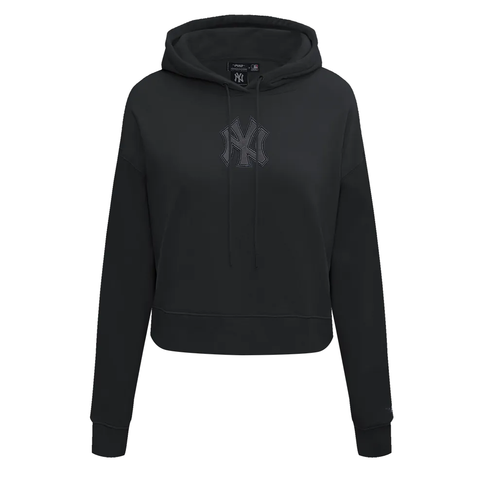 MLB NEW YORK YANKEES NEUTRAL WOMEN'S CROPPED PO HOODIE (BLACK)