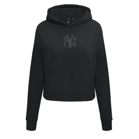 MLB NEW YORK YANKEES NEUTRAL WOMEN'S CROPPED PO HOODIE (BLACK)