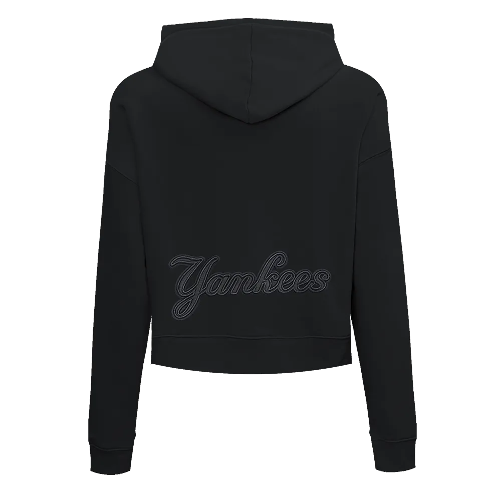 MLB NEW YORK YANKEES NEUTRAL WOMEN'S CROPPED PO HOODIE (BLACK)