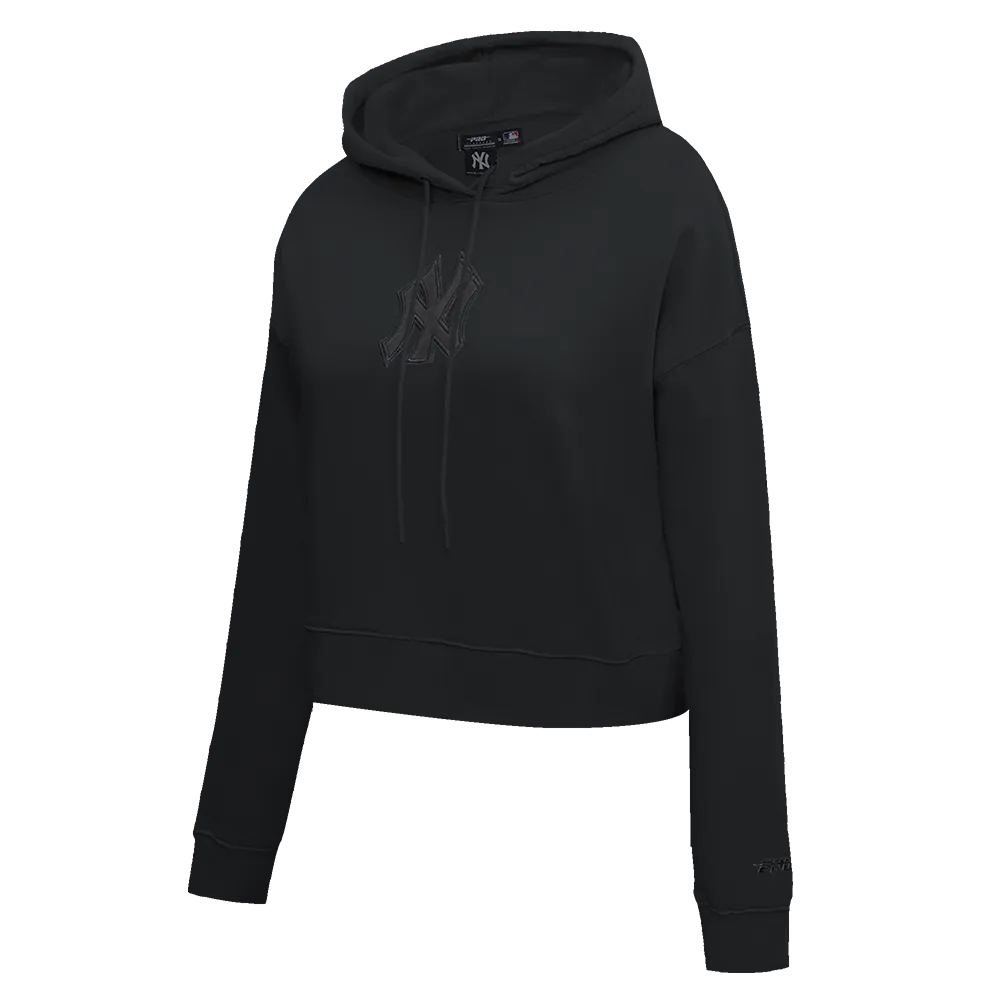 MLB NEW YORK YANKEES NEUTRAL WOMEN'S CROPPED PO HOODIE (BLACK)