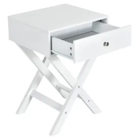 Modern X-Shaped Nightstand with Drawer for Living Room Bedroom