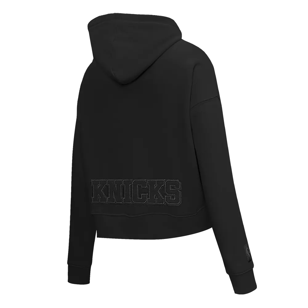 NBA NEW YORK KNICKS NEUTRAL WOMEN'S CROPPED PO HOODIE (BLACK)