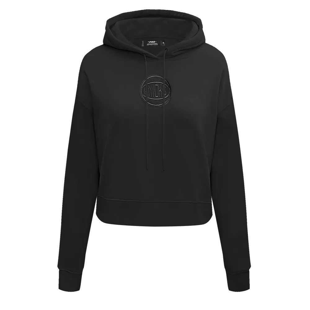 NBA NEW YORK KNICKS NEUTRAL WOMEN'S CROPPED PO HOODIE (BLACK)