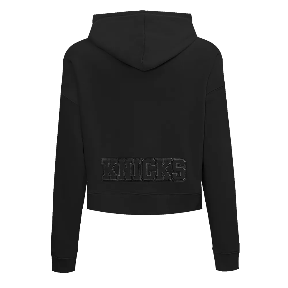 NBA NEW YORK KNICKS NEUTRAL WOMEN'S CROPPED PO HOODIE (BLACK)