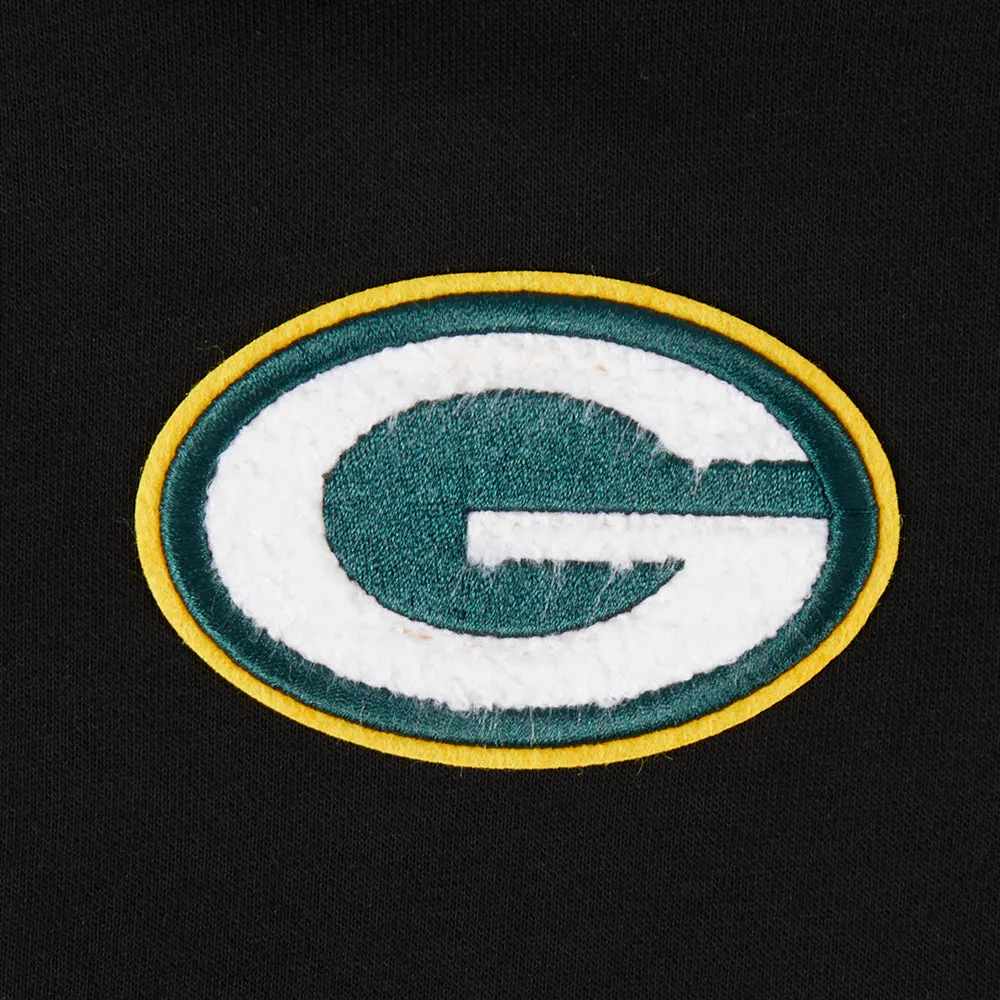 NFL GREEN BAY PACKERS CLASSIC WOMEN'S FLC CROPPED PO HOODIE (BLACK)