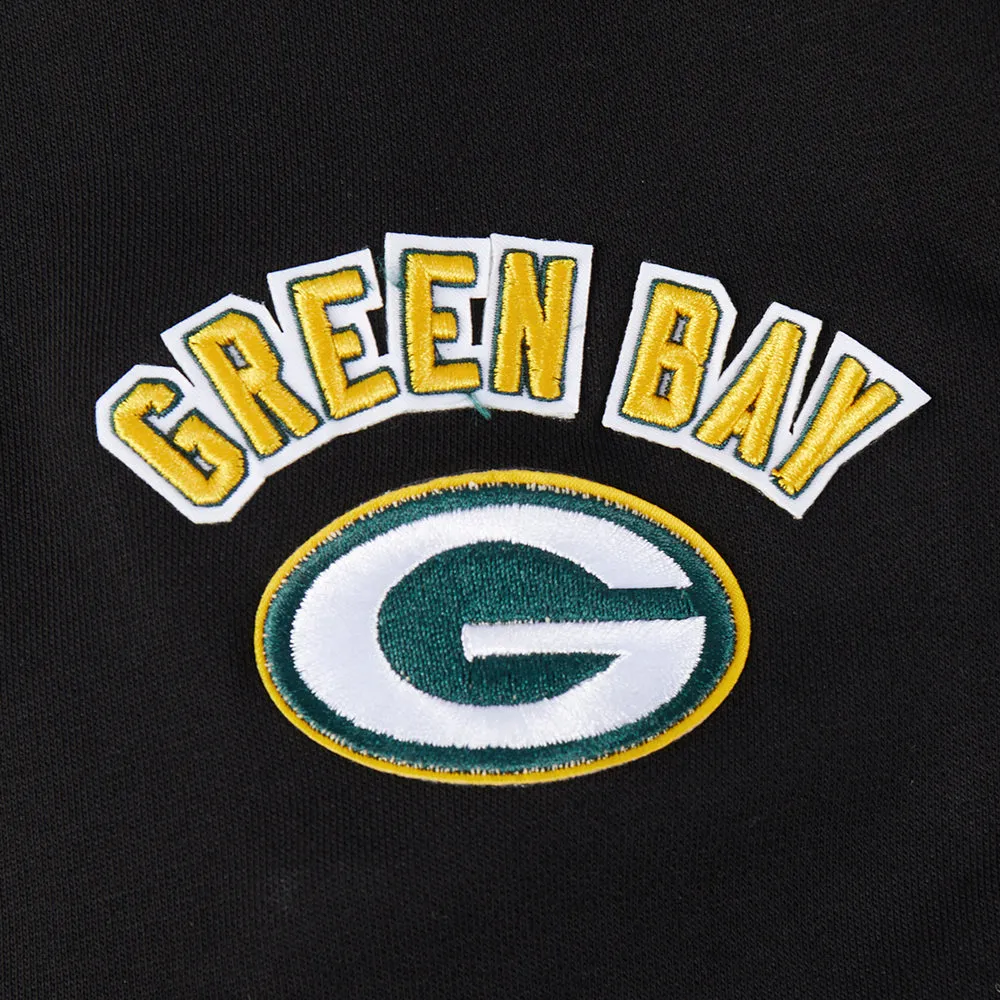 NFL GREEN BAY PACKERS CLASSIC WOMEN'S FLC CROPPED PO HOODIE (BLACK)