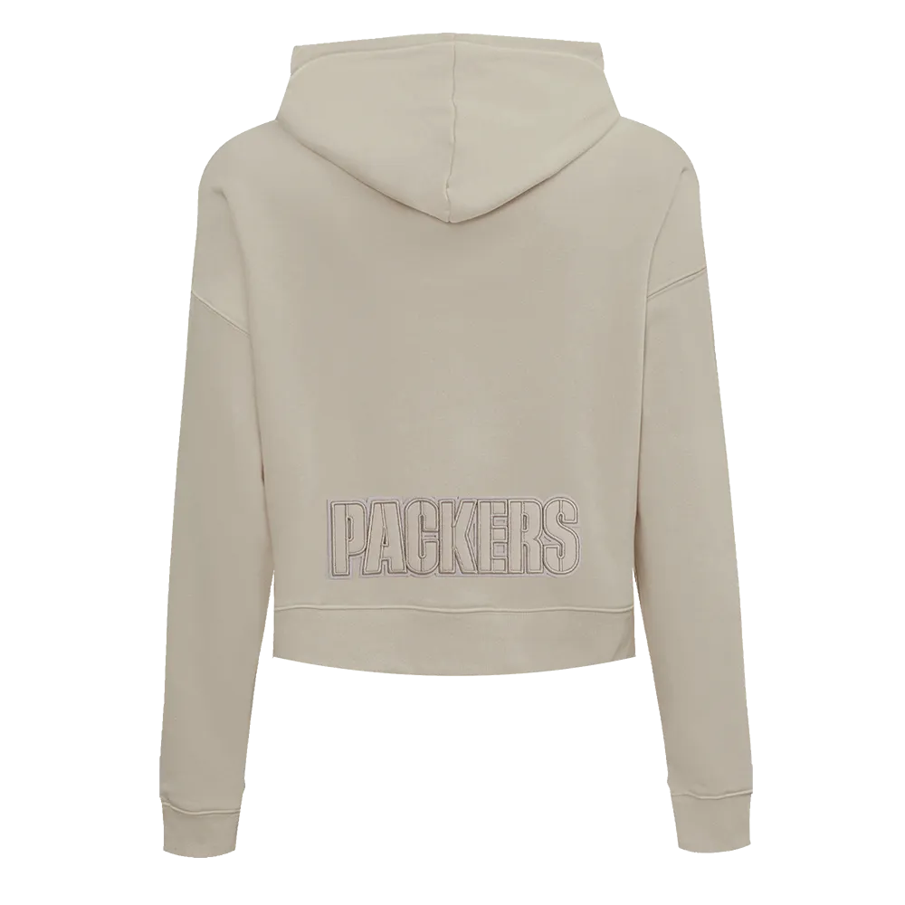 NFL GREEN BAY PACKERS NEUTRAL WOMEN'S CROPPED PO HOODIE (TAUPE)