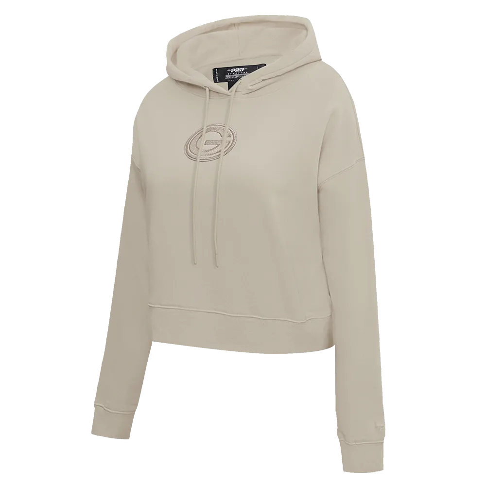 NFL GREEN BAY PACKERS NEUTRAL WOMEN'S CROPPED PO HOODIE (TAUPE)