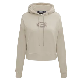 NFL GREEN BAY PACKERS NEUTRAL WOMEN'S CROPPED PO HOODIE (TAUPE)