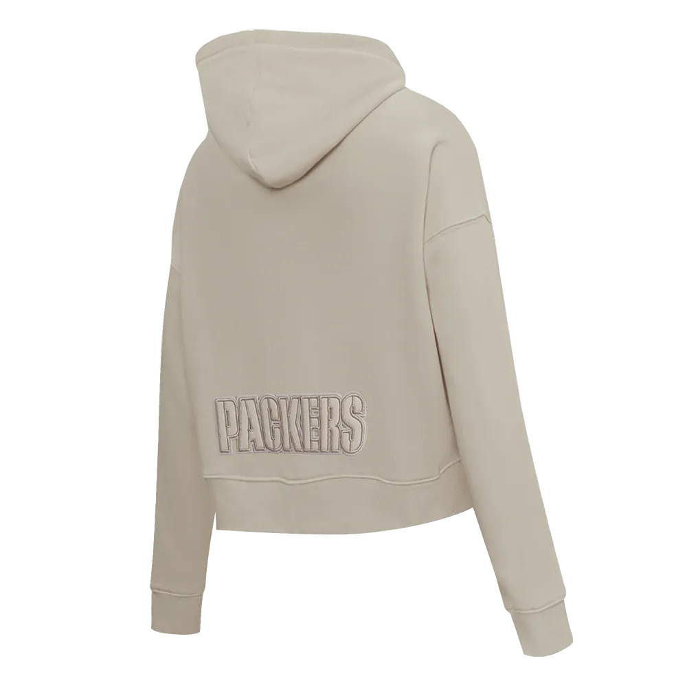 NFL GREEN BAY PACKERS NEUTRAL WOMEN'S CROPPED PO HOODIE (TAUPE)