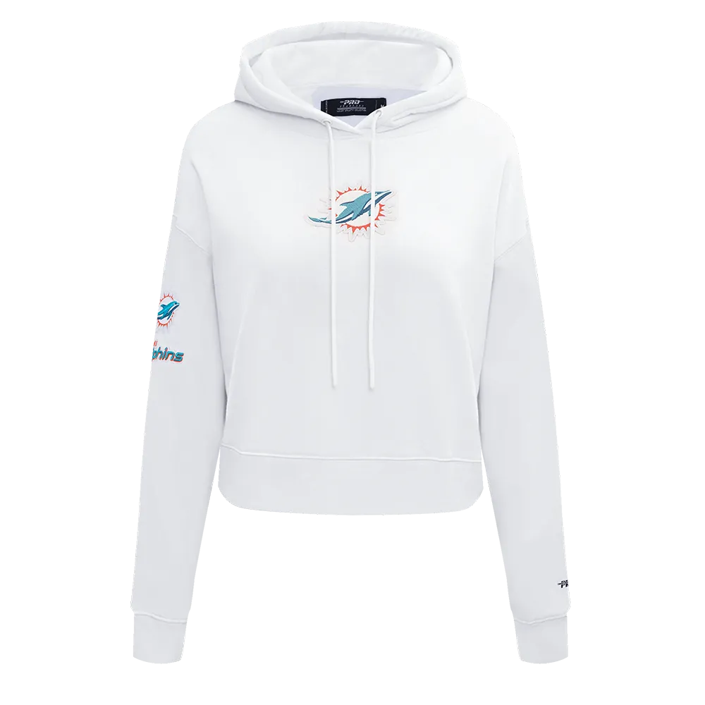 NFL MIAMI DOLPHINS CLASSIC WOMEN'S FLC CROPPED PO HOODIE (WHITE)
