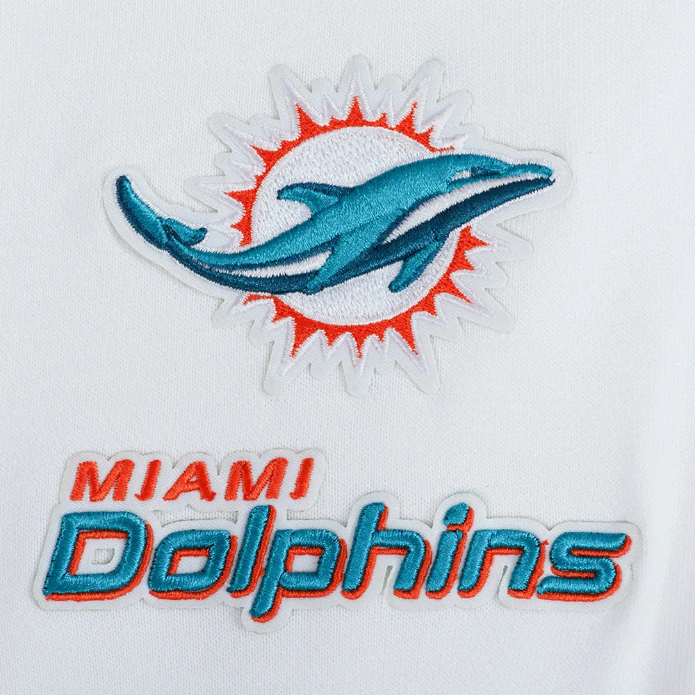 NFL MIAMI DOLPHINS CLASSIC WOMEN'S FLC CROPPED PO HOODIE (WHITE)