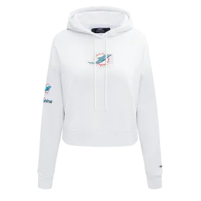NFL MIAMI DOLPHINS CLASSIC WOMEN'S FLC CROPPED PO HOODIE (WHITE)